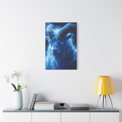 Majestic Blue Ram Canvas Print, Animal Wall Art, Home Decor, Gift for Nature Lovers, Unique Art Piece