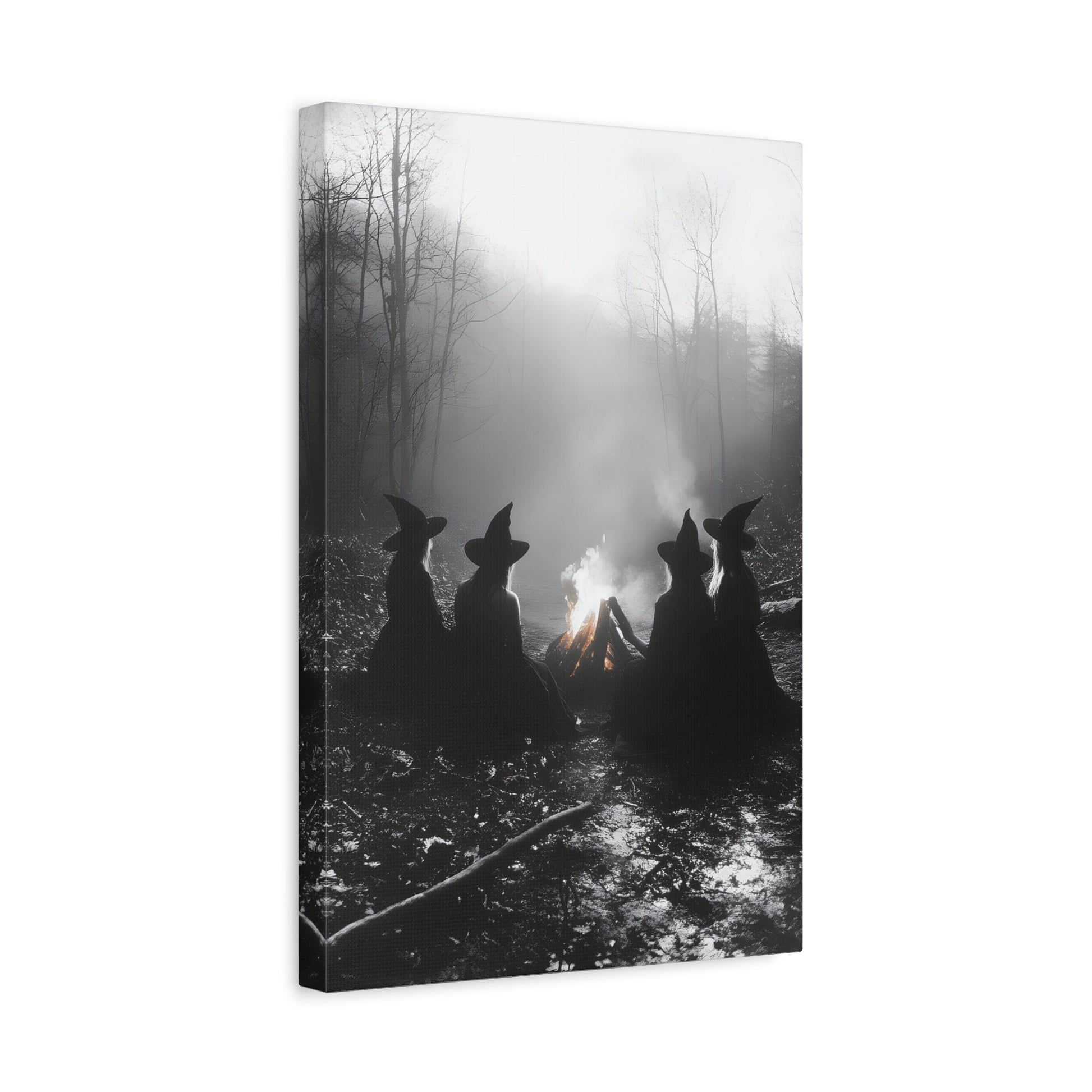 Mystical Witch Campfire Canvas Art, Boho Wall Décor, Halloween Home Décor, Witchy Aesthetic Art - BldyLcks Designs