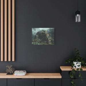 Mystical Book Stack Canvas Art, Enchanted Wall Decor, Literary Home Decor, Cozy Living Room Art, Nature Aesthetic