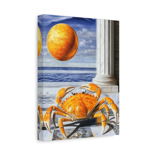 Vibrant Crab Art Canvas Print, Coastal Home Decor, Beach Wall Art, Unique Gift for Ocean Lovers, Nautical Themed Artwork, Summer Decor