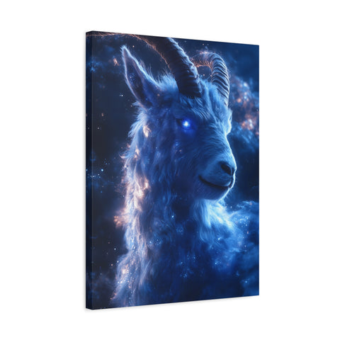 Cosmic Goat Canvas Art, Galactic Animal Decor, Wall Hanging for Home or Office, Unique Gift for Animal Lovers, Space Theme Art