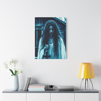 Spooky Horror Matte Canvas Wall Art - Creepy Decor for Halloween, Ghostly Home Decor, Dark Art for Gothic Lovers, Unique Gift Idea
