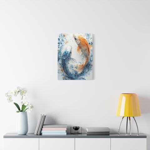 Artistic Koi Canvas, Home Decor, Gift Idea, Asian Wall Art, Unique Art Piece