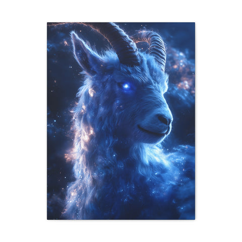 Cosmic Goat Canvas Art, Galactic Animal Decor, Wall Hanging for Home or Office, Unique Gift for Animal Lovers, Space Theme Art