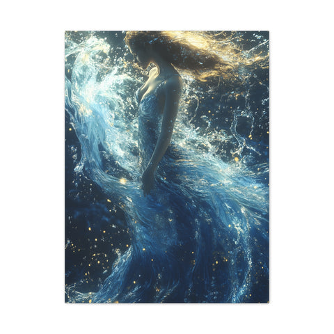 Canvas Wall Art - Mystical Water Goddess, Ethereal Decor for Home, Unique Gift for Art Lovers, Nautical Theme, Ocean Inspired