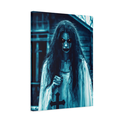 Spooky Horror Matte Canvas Wall Art - Creepy Decor for Halloween, Ghostly Home Decor, Dark Art for Gothic Lovers, Unique Gift Idea