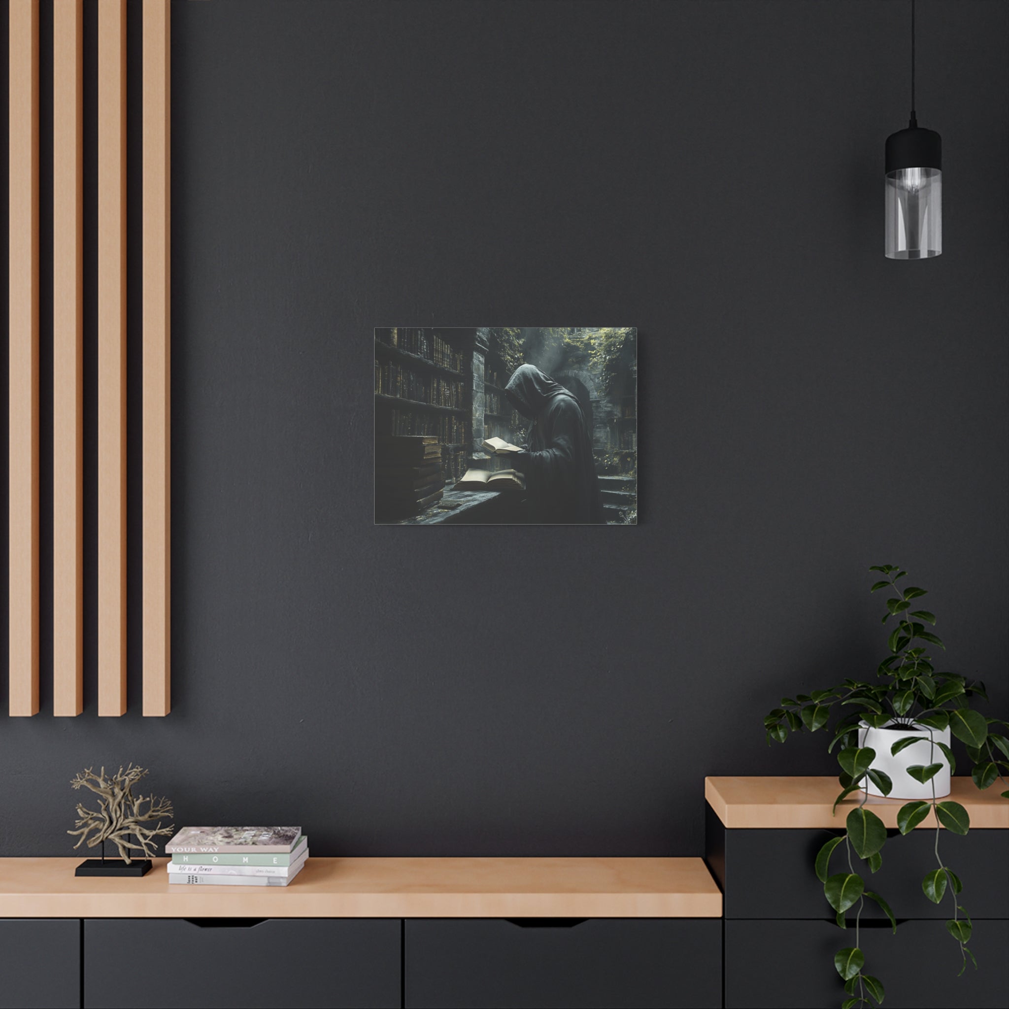 Mysterious Library Canvas Print, Dark Academia Wall Art, Book Lover Gift, Gothic Home Decor, Reading Nook Decoration, Unique Wall Art