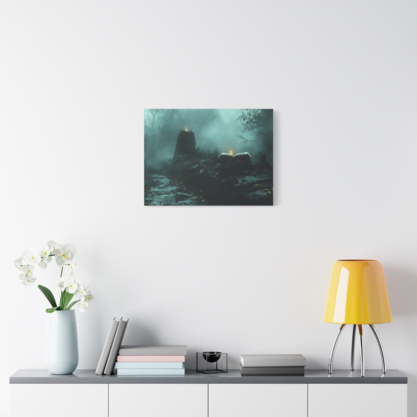 Mystical Book Canvas Art, Enigmatic Wall Decor, Fantasy Themed Home Decor, Gift for Book Lovers, Unique Art Piece, Wall Art for Halloween