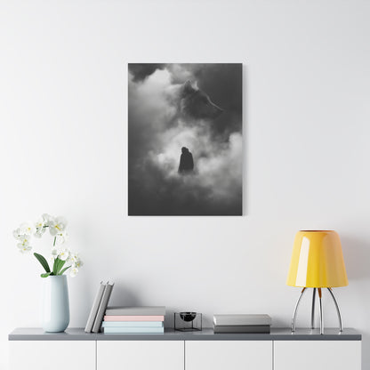Black and White Wolf Canvas Art Print, Animal Wall Decor, Nature-Inspired Home Decor, Wilderness Art, Unique Gift Idea, Modern Aesthetic