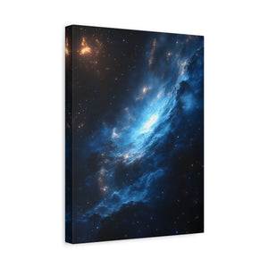 Cosmic Canvas Wall Art, Galaxy Decor, Space Home Decoration, Blue Nebula Print, Stretched Artwork for Bedroom