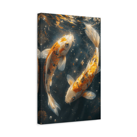 Serene Koi Canvas Print, Aquatic Art, Home Decor, Meditation Gift, Nature Wall Art, Zen Decor, Fish Artwork