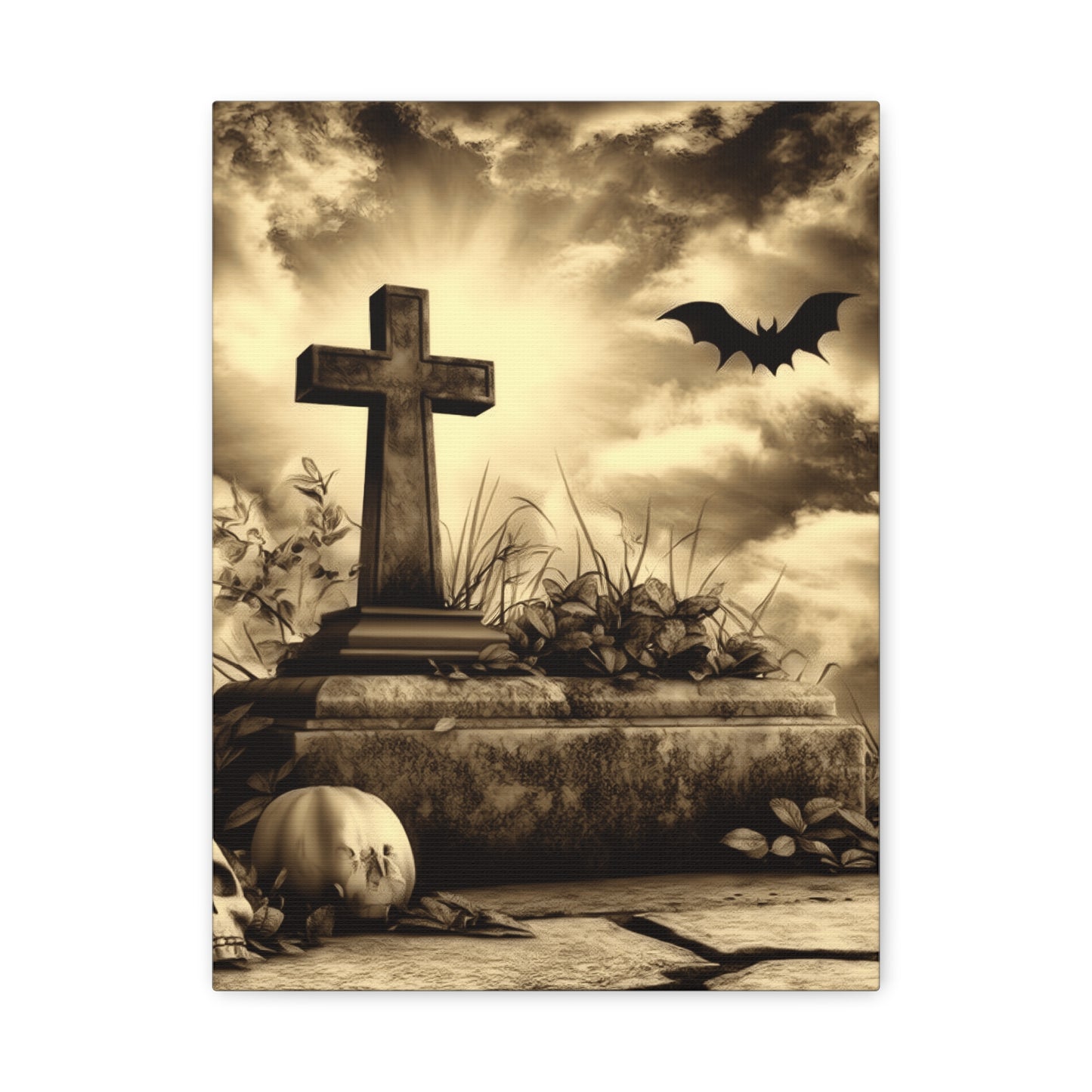 Gothic Halloween Wall Art, Perfect for Home Decor, Spooky Aesthetic, Graveyard Scene, Autumn Decor, Haunted House
