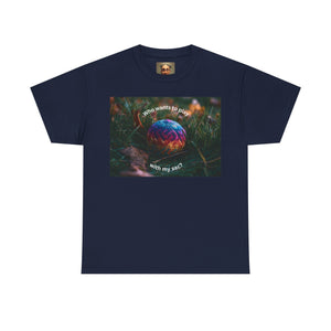 Playful Unisex Heavy Cotton Tee featuring humorous hacky sack graphic, perfect for casual wear.