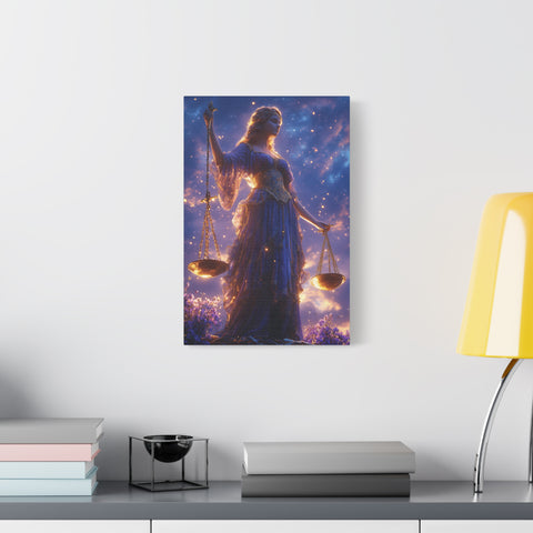 Elegant Justice-Themed Canvas Art Print, Inspirational Home Decor, Perfect Gift for Law Students, Libra Decor, Goddess of Justice Wall Art