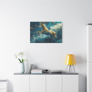 Leaping Goat Canvas Art, Water Splash Wall Décor, Farmhouse Décor, Nature Art, Goat Lover Gift - BldyLcks Designs