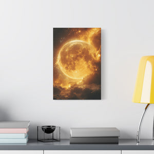 Golden Moon Canvas Wall Art, Celestial Décor for Dreamy Spaces, Perfect for Home, Gift Ideas, Wall Decorations, Astrophotography
