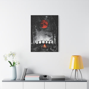 Mystical Campfire Canvas Print, Art Decor for Witchcraft, Halloween Nights, Boho Style, Unique Home Decoration, Gift for Spiritual Seekers