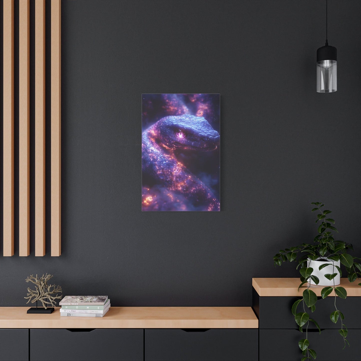 Cosmic Creature Canvas Art, Wall Decor, Home Gallery, Unique Gift, Space-Inspired Art, Mystic Snake Print