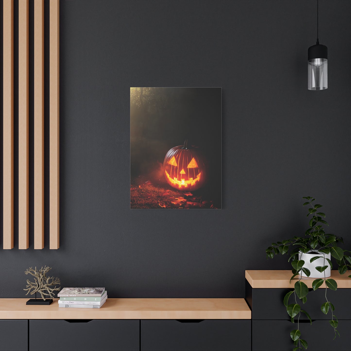Halloween Pumpkin Canvas Art Print, Spooky Wall Decor, Fall Home Decoration, Halloween Party Decoration, Pumpkin Artwork