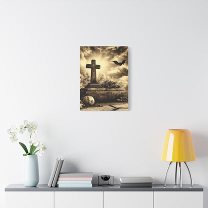 Gothic Halloween Wall Art, Perfect for Home Decor, Spooky Aesthetic, Graveyard Scene, Autumn Decor, Haunted House