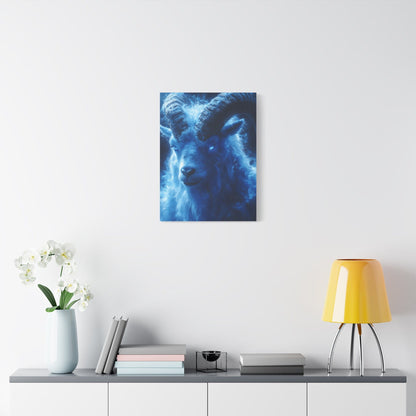 Majestic Blue Ram Canvas Print, Animal Wall Art, Home Decor, Gift for Nature Lovers, Unique Art Piece