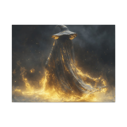 Canvas Wall Art, Fantasy Decor, Wizard Artwork, Fire Theme, Mystical Home Accent
