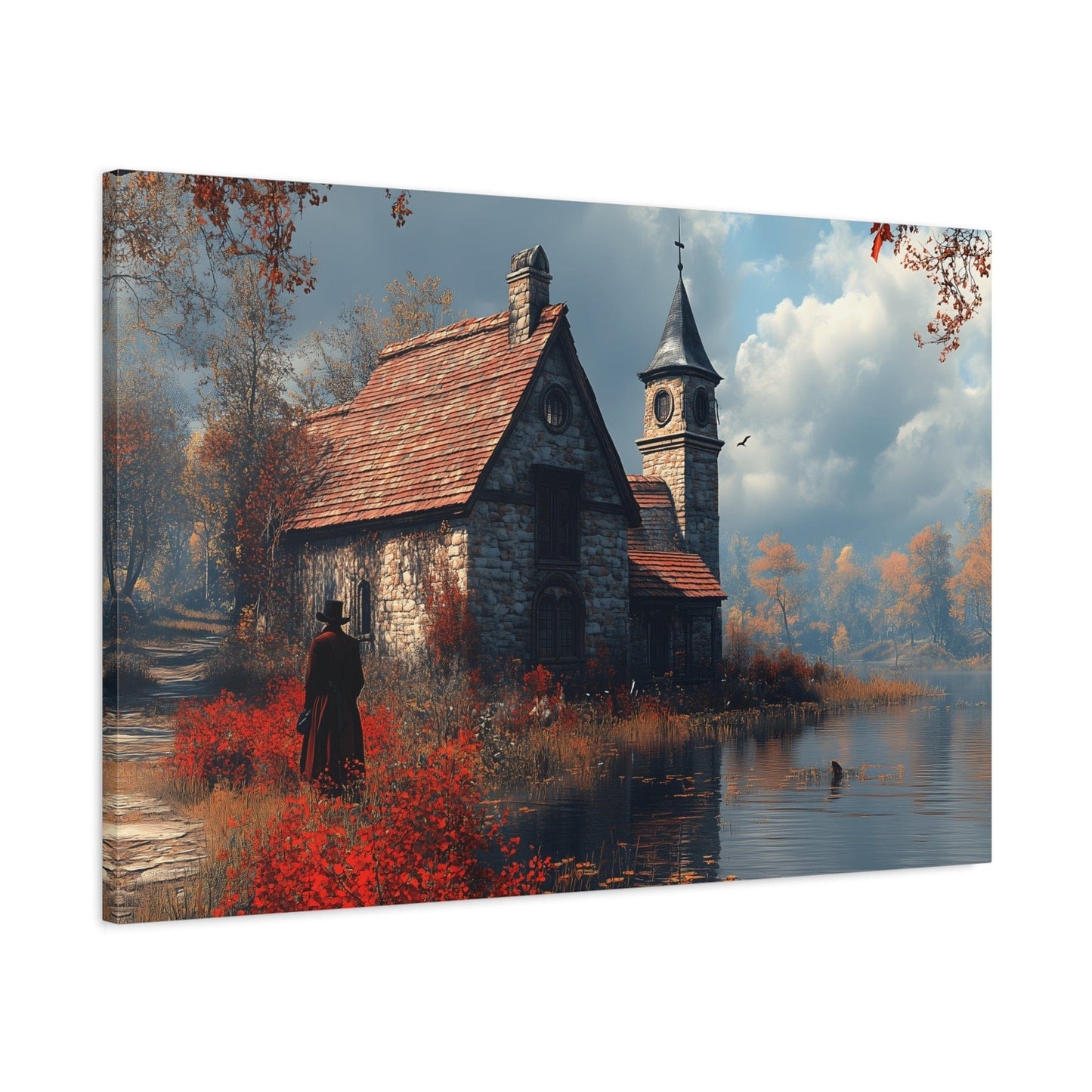 Rustic Art Canvas, Wall Decor, Home Decoration, Cozy Living Room, Nature Scene, Ideal for Holidays