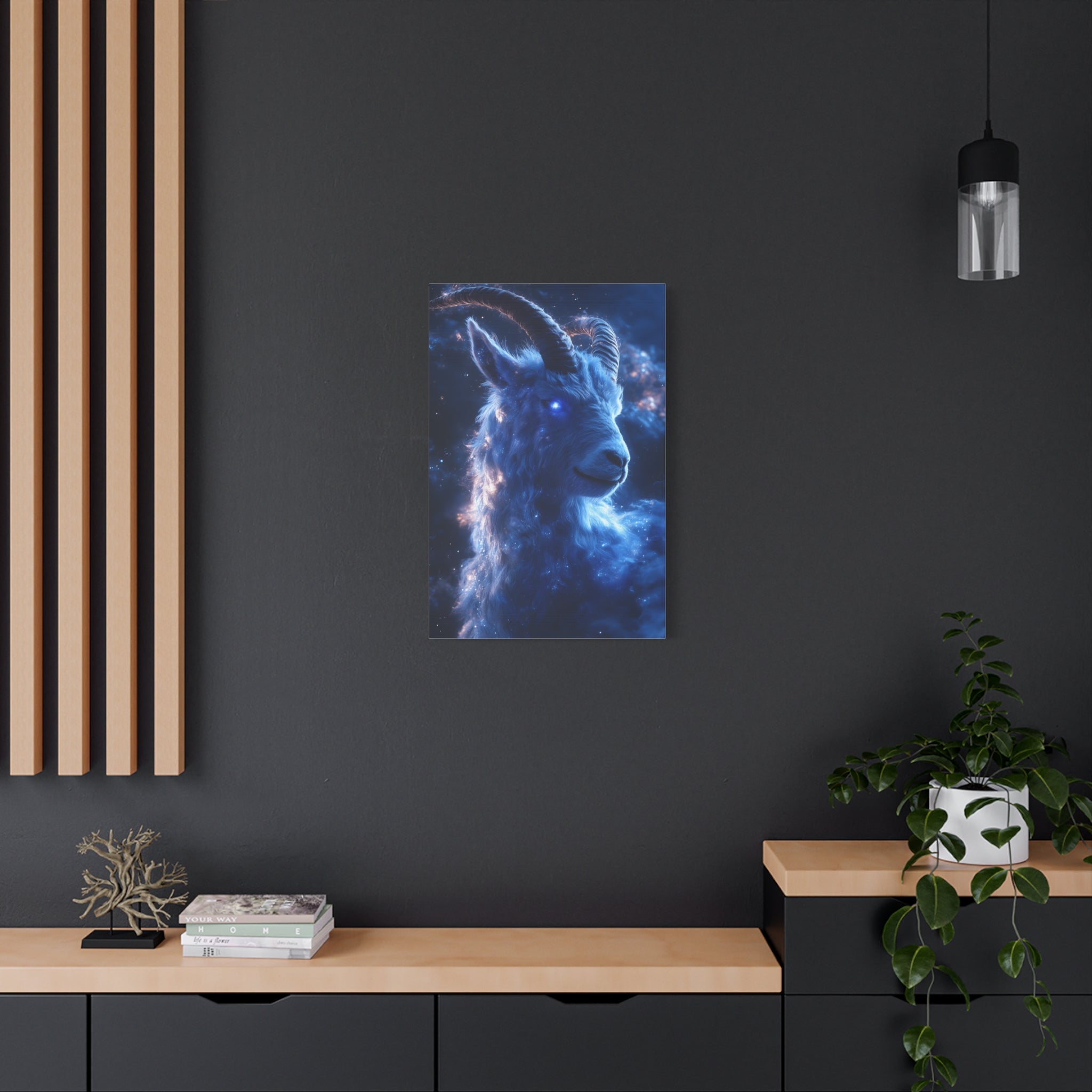 Cosmic Goat Canvas Art, Galactic Animal Decor, Wall Hanging for Home or Office, Unique Gift for Animal Lovers, Space Theme Art