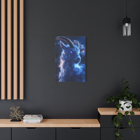 Cosmic Goat Canvas Art, Galactic Animal Decor, Wall Hanging for Home or Office, Unique Gift for Animal Lovers, Space Theme Art