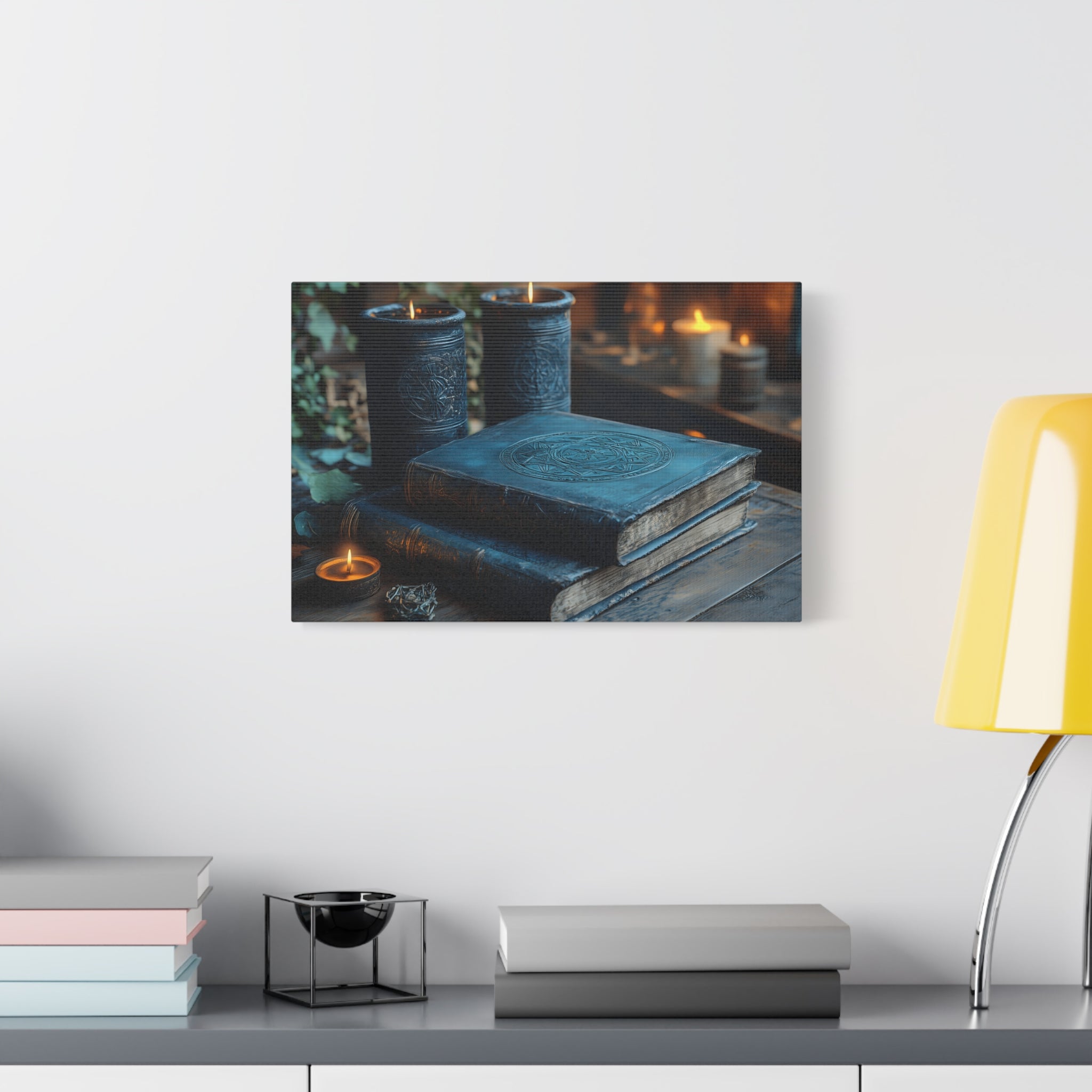 Mystical Book Canvas Art, Enchanted Decor, Gothic Wall Art, Dark Academia Home Decor, Candlelight Aesthetic