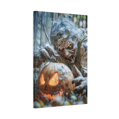 Halloween Canvas Art Print, Creepy Wall Decor, Spooky Home Decor, Haunted House Decoration, Fall Artwork, Pumpkin Scare