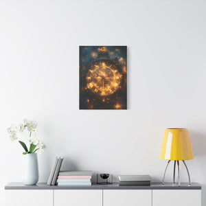 Ethereal Clock Canvas Wall Art, Timeless Décor, Night Sky Art, Galactic Home Décor