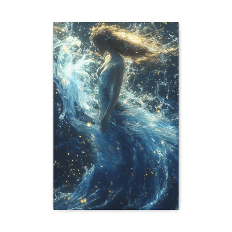 Canvas Wall Art - Mystical Water Goddess, Ethereal Decor for Home, Unique Gift for Art Lovers, Nautical Theme, Ocean Inspired