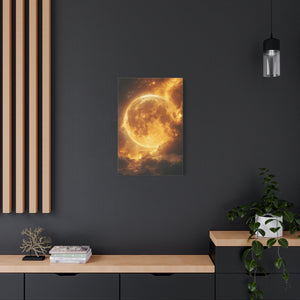 Golden Moon Canvas Wall Art, Celestial Décor for Dreamy Spaces, Perfect for Home, Gift Ideas, Wall Decorations, Astrophotography