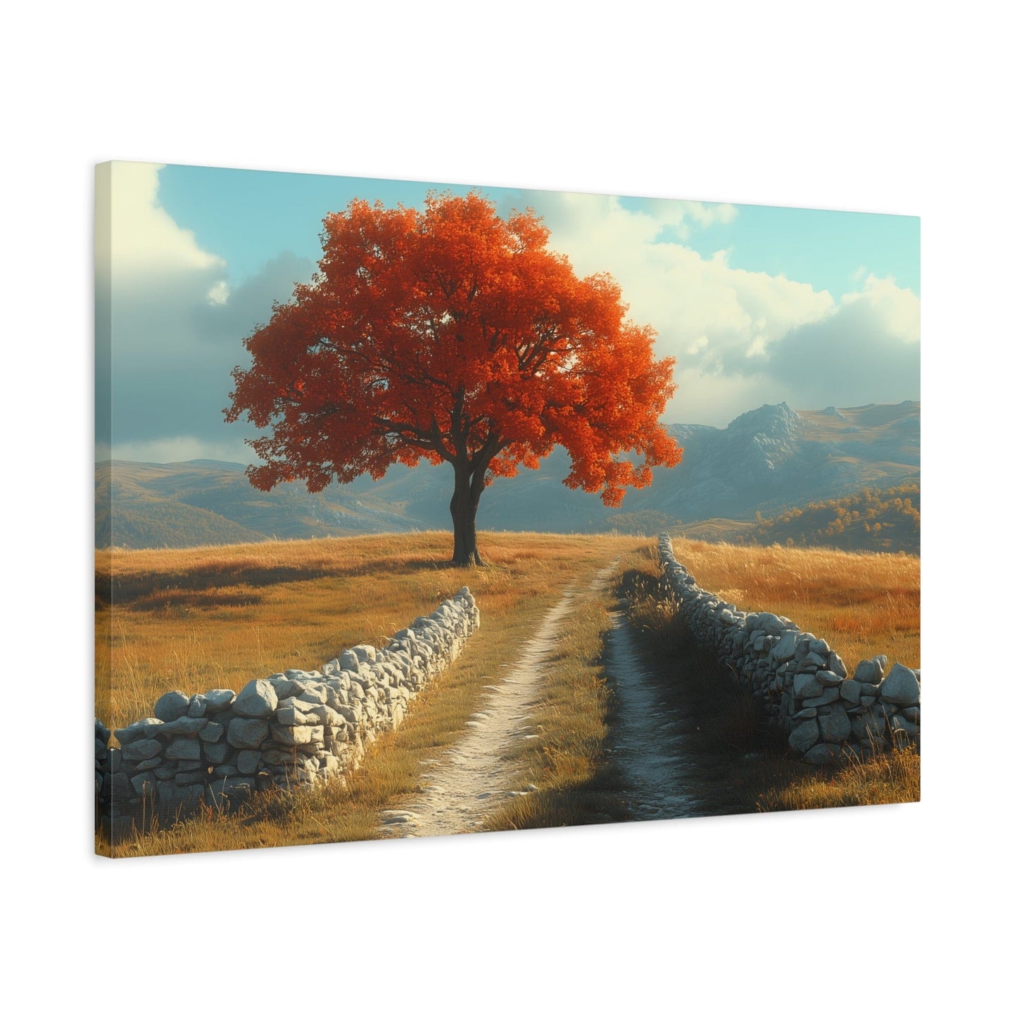 Vibrant Landscape Canvas Art, Nature Wall Decor, Red Tree Print, Home Decor, Gift for Nature Lovers