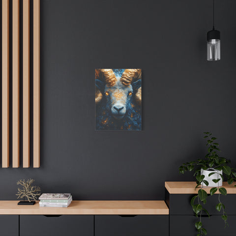Stretched Canvas Wall Art Featuring Mystical Ram Design, Perfect for Home Decor, Art Lovers, Nature Enthusiasts, Gift Idea