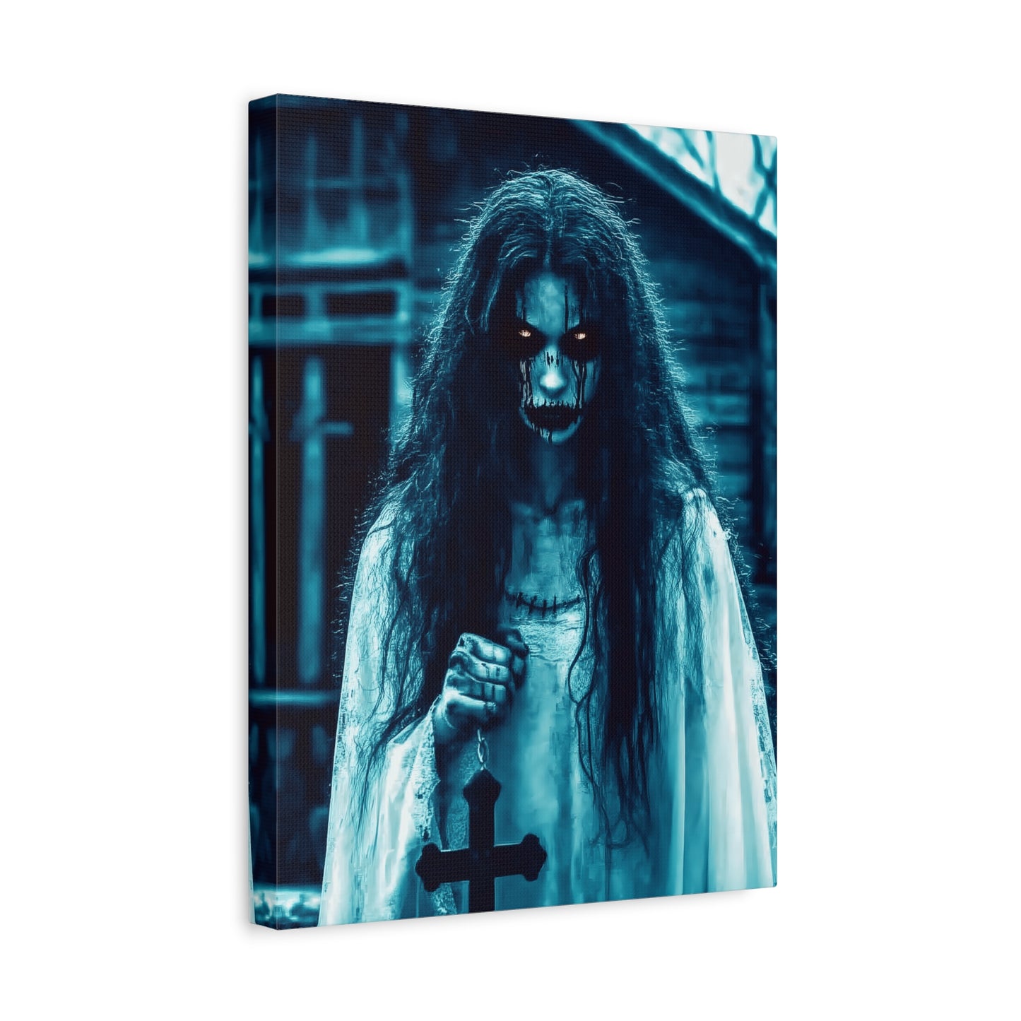 Spooky Horror Matte Canvas Wall Art - Creepy Decor for Halloween, Ghostly Home Decor, Dark Art for Gothic Lovers, Unique Gift Idea