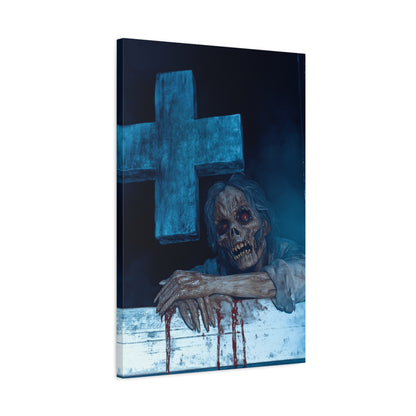 Macabre Zombie Wall Art Canvas, Horror Home Decor, Spooky Room Decoration, Unique Halloween Gift, Creepy Artwork for Living Room