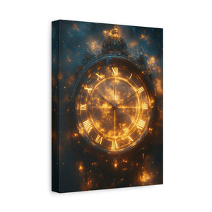 Ethereal Clock Canvas Wall Art, Timeless Décor, Night Sky Art, Galactic Home Décor
