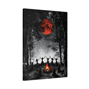 Mystical Campfire Canvas Print, Art Decor for Witchcraft, Halloween Nights, Boho Style, Unique Home Decoration, Gift for Spiritual Seekers