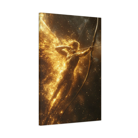 Golden Archer Canvas Print, Celestial Wall Art, Inspirational Home Decor, Rustic Gift, Fantasy Artwork