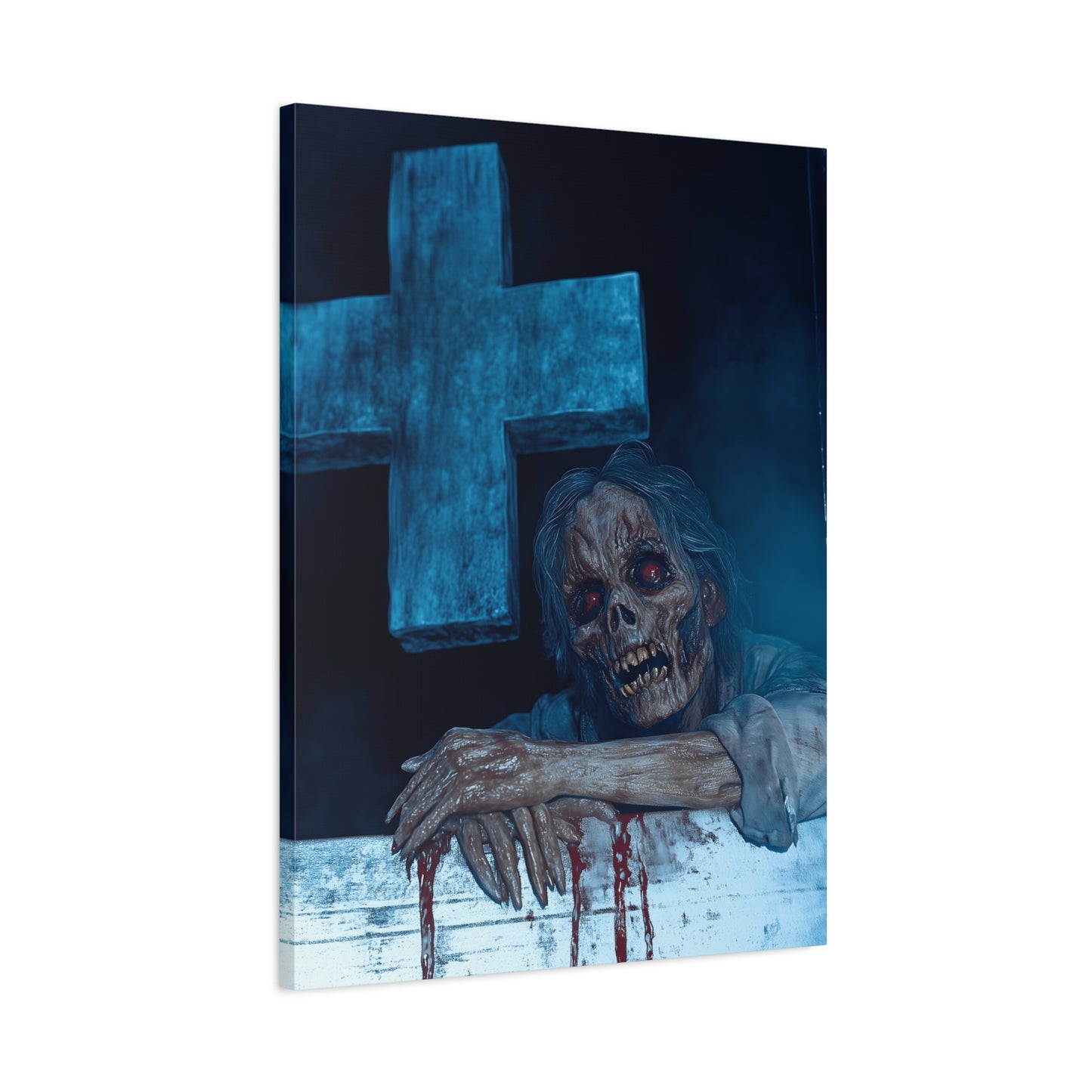 Macabre Zombie Wall Art Canvas, Horror Home Decor, Spooky Room Decoration, Unique Halloween Gift, Creepy Artwork for Living Room