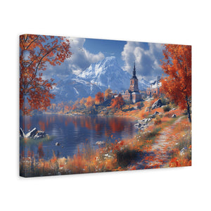 Autumn Landscape Canvas Art, Fall Wall Decor, Nature Artwork, Home Decoration, Seasonal Gift, Scenic Painting