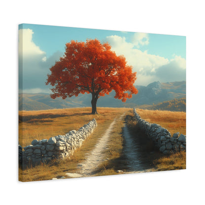 Vibrant Landscape Canvas Art, Nature Wall Decor, Red Tree Print, Home Decor, Gift for Nature Lovers