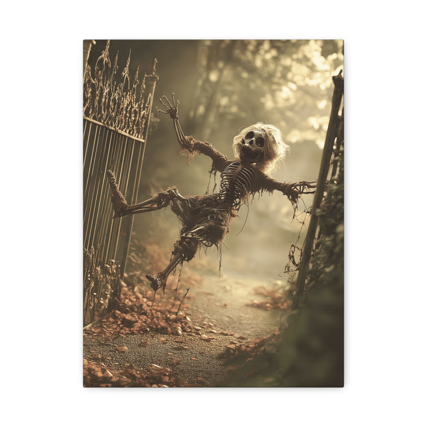 Halloween Skeleton Canvas Wall Art, Spooky Home Decor, Ghoulish Gift, Autumn Decoration, Creepy Wall Hanging