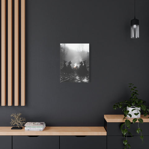 Mystical Witch Campfire Canvas Art, Boho Wall Decor, Halloween Home Decor, Witchy Aesthetic Art, Dark Forest Scene
