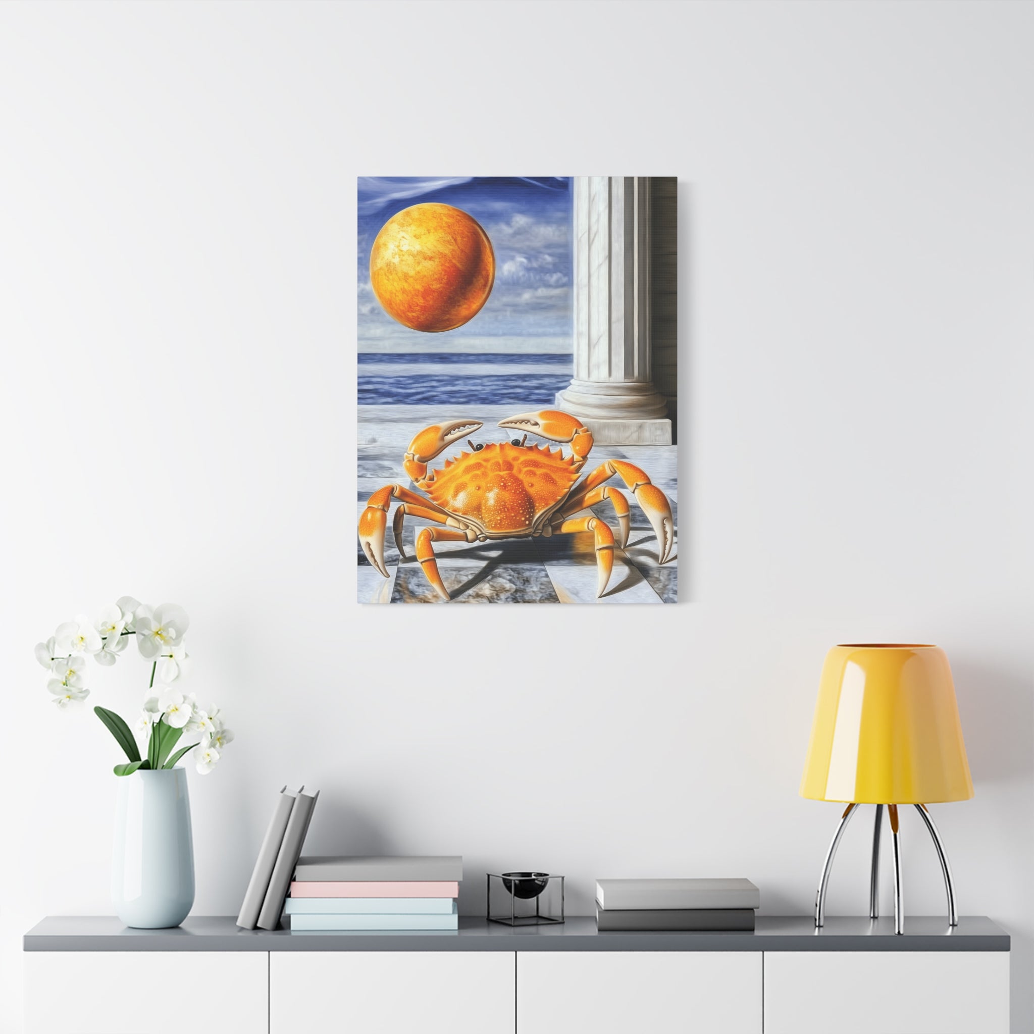 Vibrant Crab Art Canvas Print, Coastal Home Decor, Beach Wall Art, Unique Gift for Ocean Lovers, Nautical Themed Artwork, Summer Decor