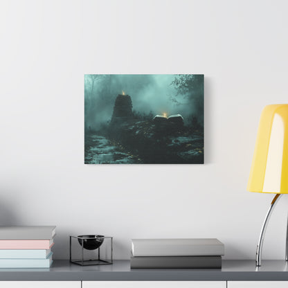 Mystical Book Canvas Art, Enigmatic Wall Decor, Fantasy Themed Home Decor, Gift for Book Lovers, Unique Art Piece, Wall Art for Halloween