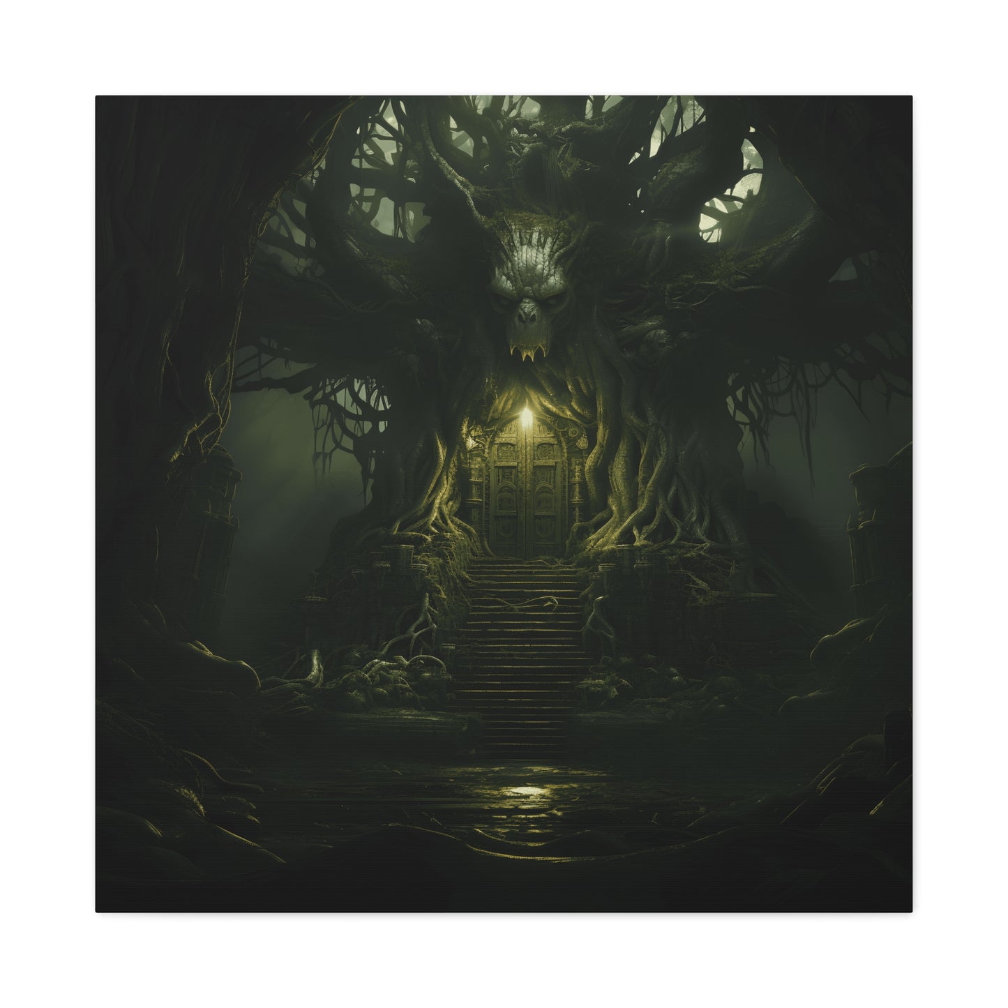 Mystical Forest Canvas Wall Art, Fantasy Decor, Enchanted Home, Gift for Nature Lovers, Dark Aesthetic Room Decor, Gothic Artwork