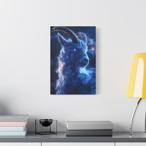 Cosmic Goat Canvas Art, Galactic Animal Decor, Wall Hanging for Home or Office, Unique Gift for Animal Lovers, Space Theme Art